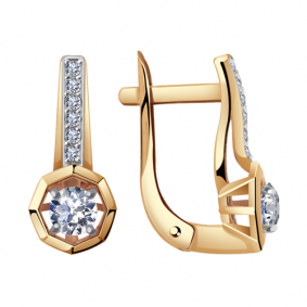 Золотые серьги Александра 111803аск-1 с Swarovski 111803аск-1 фото