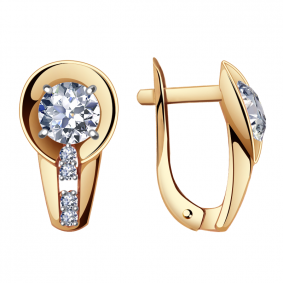 Золотые серьги Александра 111803аск-7 с Swarovski 111803аск-7 фото
