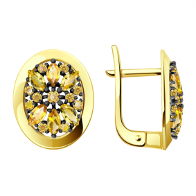 Серьги из лимонного золота Александра 111803асл-09-ш с фианитом и цитрином 111803асл-09-ш фото