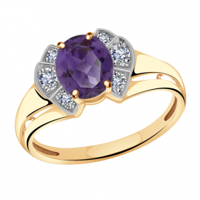 Золотое кольцо Александра 111803ск-6 с фианитом и александритом 111803ск-6 фото