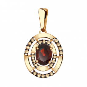 Золотая подвеска Александра 111820ск-ш с фианитом и гранатом 111820ск-ш фото