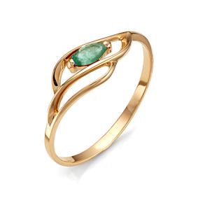 Золотое кольцо АЛЬКОР 11244-101 с изумрудом 11244-101 фото