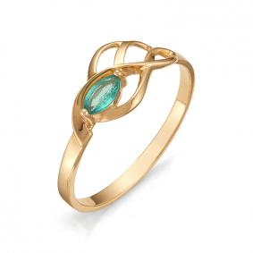 Золотое кольцо АЛЬКОР 11245-101 с изумрудом 11245-101 фото