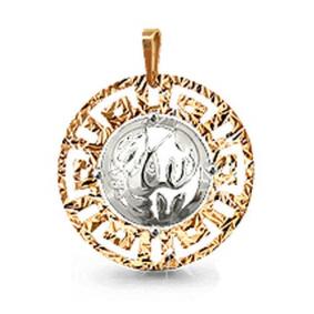 Золотая подвеска Знак зодиака Рак AQUAMARINE 11257 11257 фото