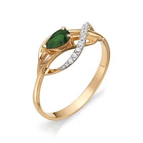 Золотое кольцо АЛЬКОР 11262-101 с бриллиантом и изумрудом 11262-101 фото