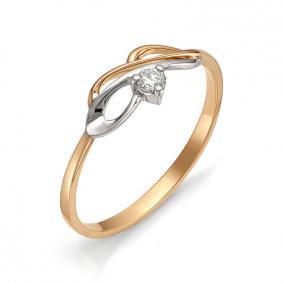 Золотое кольцо АЛЬКОР 11265-100 с бриллиантом 11265-100 фото