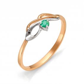 Золотое кольцо АЛЬКОР 11265-101 с изумрудом 11265-101 фото
