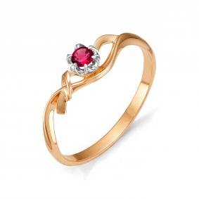 Золотое кольцо АЛЬКОР 11414-103 с рубином 11414-103 фото