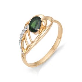 Золотое кольцо АЛЬКОР 11467-101 с бриллиантом и изумрудом 11467-101 фото