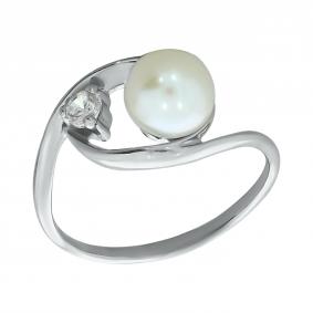 Серебряное кольцо Жемчужное подворье 11510321.0.b.165 с фианитом и жемчугом 11510321.0.b.165 фото