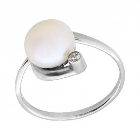 Серебряное кольцо Жемчужное подворье 11510326.0.b. с фианитом и жемчугом 11510326.0.b. фото