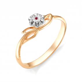 Золотое кольцо АЛЬКОР 11621-103 с рубином 11621-103 фото