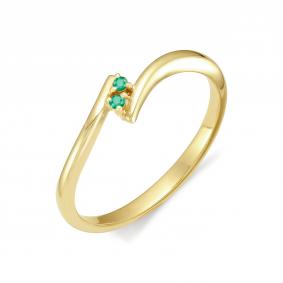 Кольцо из лимонного золота АЛЬКОР 11757-301 с изумрудом 11757-301 фото