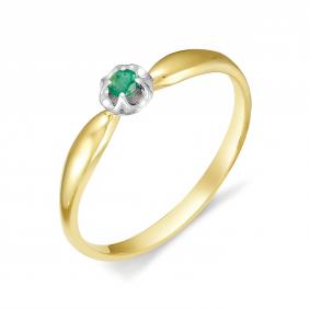Кольцо из лимонного золота АЛЬКОР 11798-301 с изумрудом 11798-301 фото