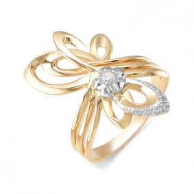 Золотое кольцо АЛЬКОР 11892-100 с бриллиантом 11892-100 фото