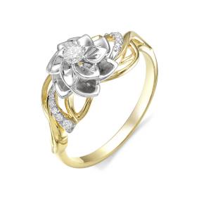 Кольцо из лимонного золота АЛЬКОР 11909-300 с бриллиантом 11909-300 фото