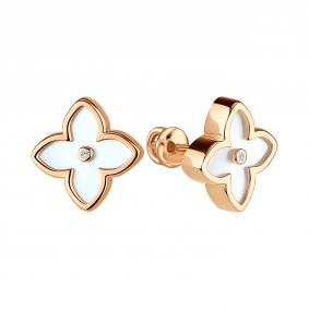 Золотые серьги TALANT 12-00-1700-13730 с бриллиантом и перламутром 12-00-1700-13730 фото