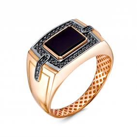 Золотое кольцо RoseGrace 12-106-403-1К-ОнкЧМ1 с фианитом и ониксом 12-106-403-1К-ОнкЧМ1 фото