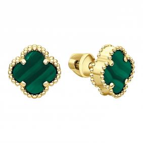 Серьги из лимонного золота TALANT 12-20-11252м с малахитом 12-20-11252м фото