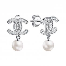 Серебряные серьги TALANT 12-72-0011-13085 с фианитом и жемчугом 12-72-0011-13085 фото