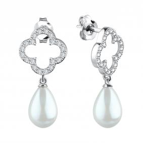 Серебряные серьги TALANT 12-72-0011-17849 с фианитом и жемчугом 12-72-0011-17849 фото