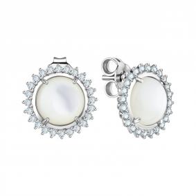 Серебряные серьги TALANT 12-72-0071-12229 с фианитом и перламутром 12-72-0071-12229 фото