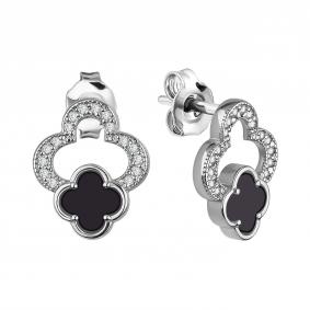 Серебряные серьги TALANT 12-72-0801-17393 с фианитом и ониксом 12-72-0801-17393 фото