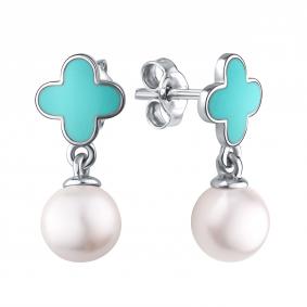 Серебряные серьги TALANT 12-79-0010-11288 с жемчугом и эмалью 12-79-0010-11288 фото