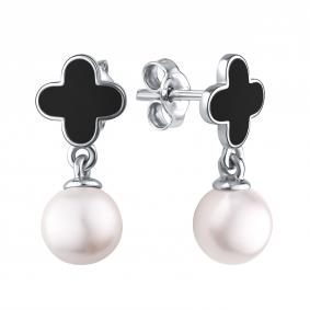 Серебряные серьги TALANT 12-79-0010-11352 с жемчугом и эмалью 12-79-0010-11352 фото