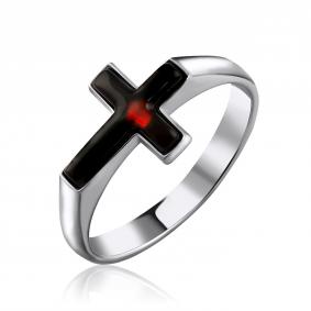 Серебряное кольцо-крест Дарвин с янтарём 120041015aa-к 120041015aa-к фото