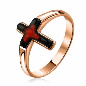 Кольцо из золочёного серебра Дарвин 120042015ba-к с янтарём 120042015ba-к фото