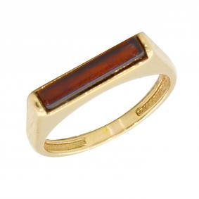 Кольцо из золочёного серебра Дарвин 120042018aa-к с янтарём 120042018aa-к фото
