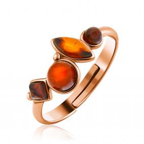Кольцо из золочёного серебра Дарвин 120042108aa-к с янтарём 120042108aa-к фото
