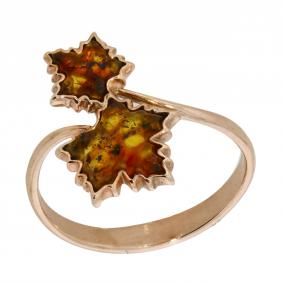 Кольцо из золочёного серебра Дарвин 120042147aa-ск с янтарём 120042147aa-ск фото