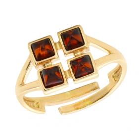 Кольцо из золочёного серебра Дарвин 120042155ab-к с янтарём 120042155ab-к фото