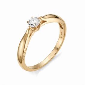 Золотое кольцо АЛЬКОР 12058-100 с бриллиантом 12058-100 фото
