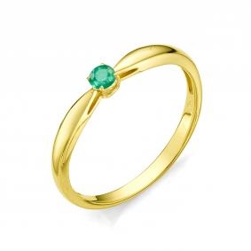 Кольцо из лимонного золота АЛЬКОР 12063-301 с изумрудом 12063-301 фото