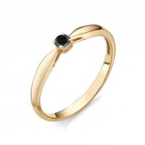 Золотое кольцо АЛЬКОР 12064-113 с чёрным бриллиантом 12064-113 фото