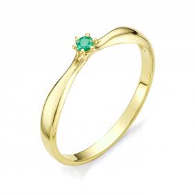 Кольцо из лимонного золота АЛЬКОР 12069-301 с изумрудом 12069-301 фото