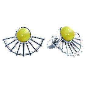 Серебряные серьги Дарвин 122037117aa-ж с янтарём 122037117aa-ж фото