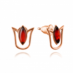 Серьги из золочёного серебра Дарвин 122042106aa-к с янтарём 122042106aa-к фото