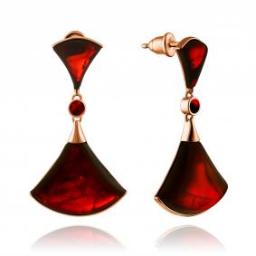 Серьги из золочёного серебра Дарвин 12204S131ab-к с янтарём 12204S131ab-к фото