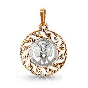Золотая подвеска  Знак зодиака Близнецы AQUAMARINE 12207 12207 фото