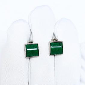 Серебряные серьги Дарвин 122287055aa-з с малахитом 122287055aa-з фото