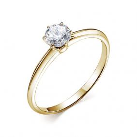 Кольцо из лимонного золота АЛЬКОР 12355-338 с бриллиантом 12355-338 фото