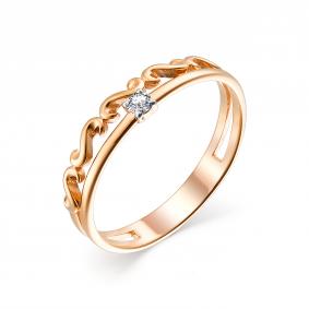 Золотое кольцо АЛЬКОР 12401-100 с бриллиантом 12401-100 фото