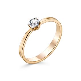 Золотое кольцо АЛЬКОР 12409-100 с бриллиантом 12409-100 фото