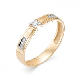 Золотое кольцо АЛЬКОР 12443-100 с бриллиантом 12443-100 фото