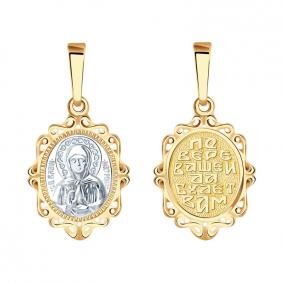Золотая подвеска-иконка Святая блаженная Матрона AQUAMARINE 12512 12512 фото