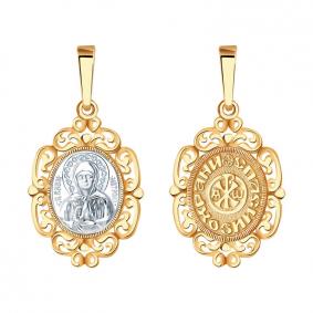 Золотая подвеска-иконка Святая блаженная Матрона AQUAMARINE 12516 12516 фото